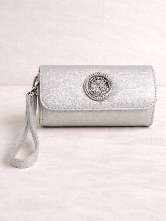 Christian Lacroix Handbags - CXL Christian Lacroix Silver Wristlet Clutch NWT Minimalist Glam Luxe 24989